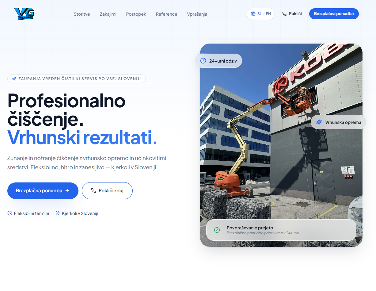 Predogled projekta Spletna stran za čistilno podjetje